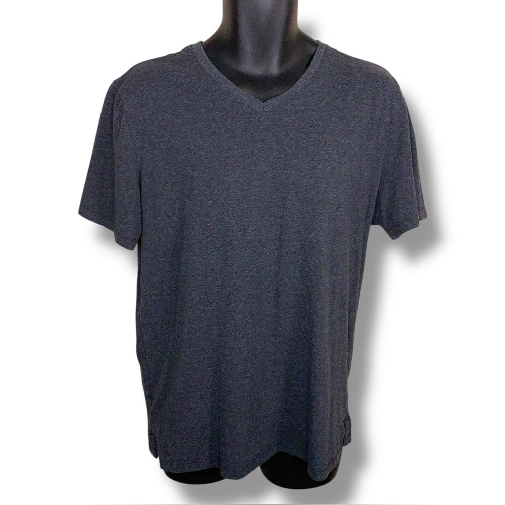 Large One Day Away Grey Short Sleeve Tee Vneck Tshirt Casual Cotton Blend